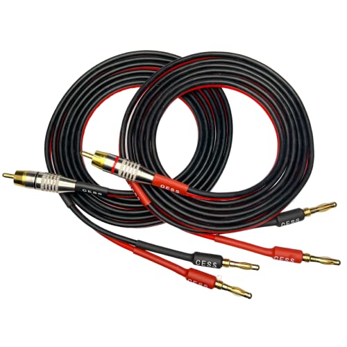 CNCESS CESS-024-6f Speaker Cable with RCA Plug to 4mm Banana Plug, Pure Copper Gold-Plated Connectors, 400 Strands Tinned Copper Wire, Soft Silicone Rubber Cable (14AWG 6 Feet) - Image 4