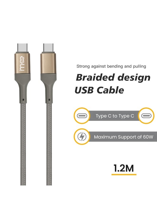 آیمی كابل شحن سريع IMEE Plus IM-DC104 من النوع C إلى النوع C، 60 واط PD، كابل USB-C مضفر من النايلون بطول 1.2 متر، مزامنة بيانات 480 ميجابت في الثانية، موصلات معدنية متينة، مقاومة للتشابك، مرنة وطويلة الأمد، متوافق مع iPhone 15 وMacBook وiPad والهواتف الذكية وبنوك الطاقة - Image 4