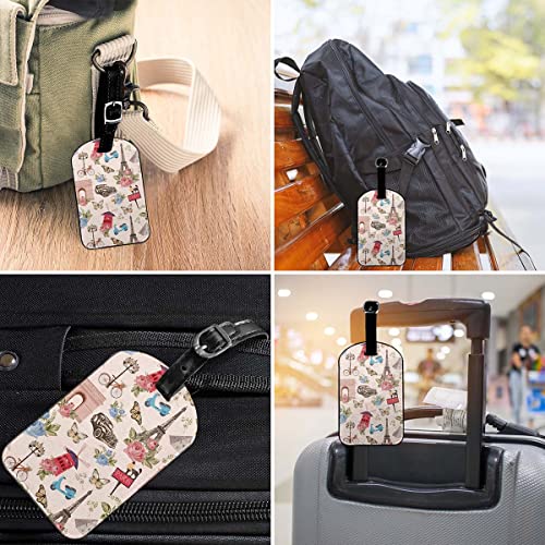 Zoczos Paris Travel Suitcase Tag Vintage French City Bicycle Car Flowers Butterfly Landscape Luggage Tags Label Cruise Instrument Bag Case Tags, 1 Pack - Image 4