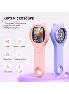 Generic Microscope for Kids - Mini Pocket Handheld Microscope for Toddlers-Educational Science Kit Toys for Birthday Gifts,Toy for Age 3 4 5 6 7 8 Girls Boys （Purple）  - Image 2