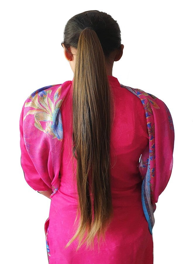 فورين هوليكس وصلات شعر ذيل حصان بشريط من فوريين هوليكس، ربطة شعر صناعية للنساء، 24 بوصة، 120 غرام (عبوة واحدة) (بني ذهبي) - Image 2