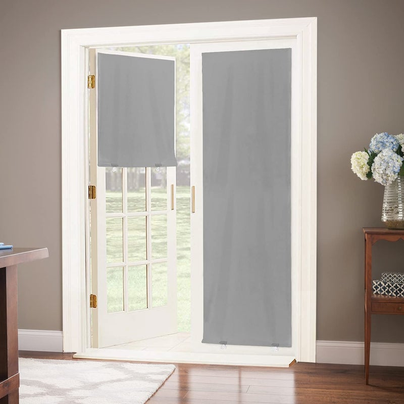 Lazblinds 100 ٪ Strainout Door Stain No Tools No Drill Drill اللاسلكي لنوافذ النوافذ المعزولة الحرارية الحماية من الستائر النافذة للباب الأمامي للباب الفرنسي (26'w x 68''h رمادي 1 لوحة) - Image 1