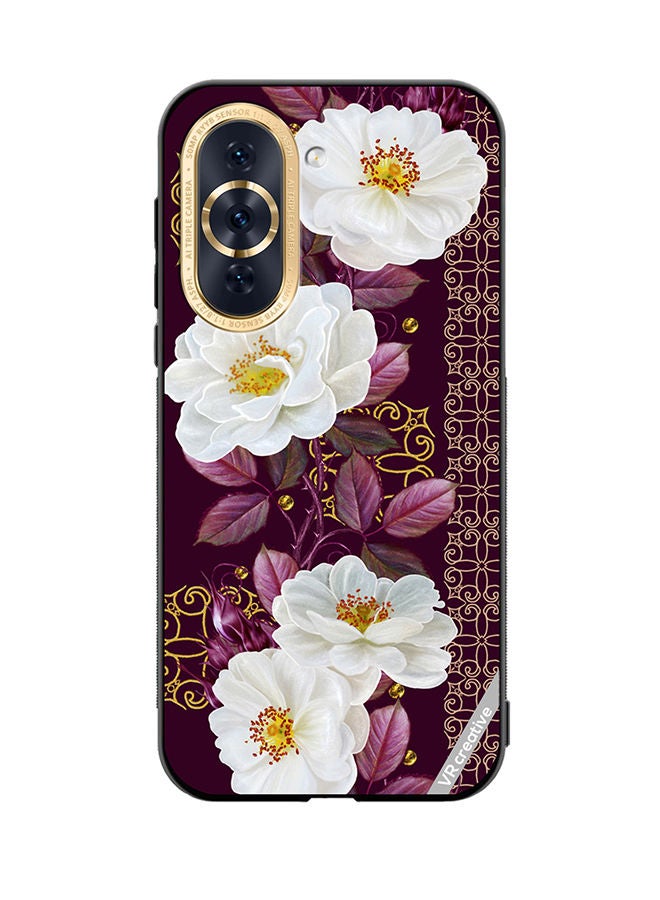 VR CREATIVE Protective Case Cover For Huawei Nova 10 Vertical Floral Border Pattern Design Multicolour - Image 1