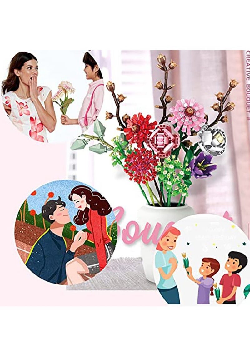 KASTWAVE Flower Bouquet Building kit, 12 Flowers Sets STEM Educational Activity Preschool Toys for Teens Kids Artificial Botanical Collection Building Block Toy Home Decoration Birthday(1273PCS) - Image 2
