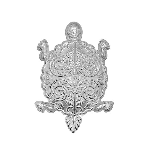 MAA SILVER Pure Silver Haldi Kumkum Dabbi Box BIS Hallmarked with Tortoise Kachua Shape & Beautiful Design Perfect for Gifting Home Office Puja Use (925 Purity)(25 Grams Silver) - Image 2