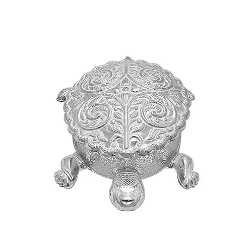 MAA SILVER Pure Silver Haldi Kumkum Dabbi Box BIS Hallmarked with Tortoise Kachua Shape & Beautiful Design Perfect for Gifting Home Office Puja Use (925 Purity)(25 Grams Silver) - Image 5