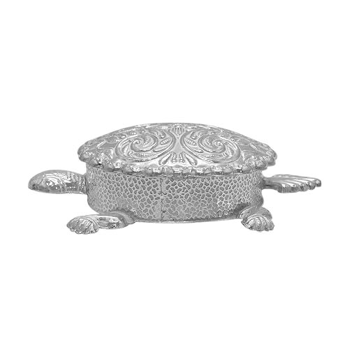MAA SILVER Pure Silver Haldi Kumkum Dabbi Box BIS Hallmarked with Tortoise Kachua Shape & Beautiful Design Perfect for Gifting Home Office Puja Use (925 Purity)(25 Grams Silver) - Image 1