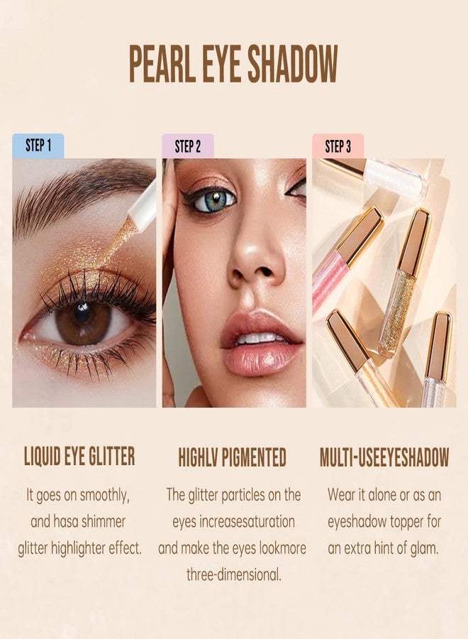 Hxssll Liquid Glitter Eyeshadow Set, Korean Shimmer Eye Makeup, Waterproof Powder Formula, Quick-Drying, Long Lasting, 0.17 Oz (01#, 1PCS) - Image 5