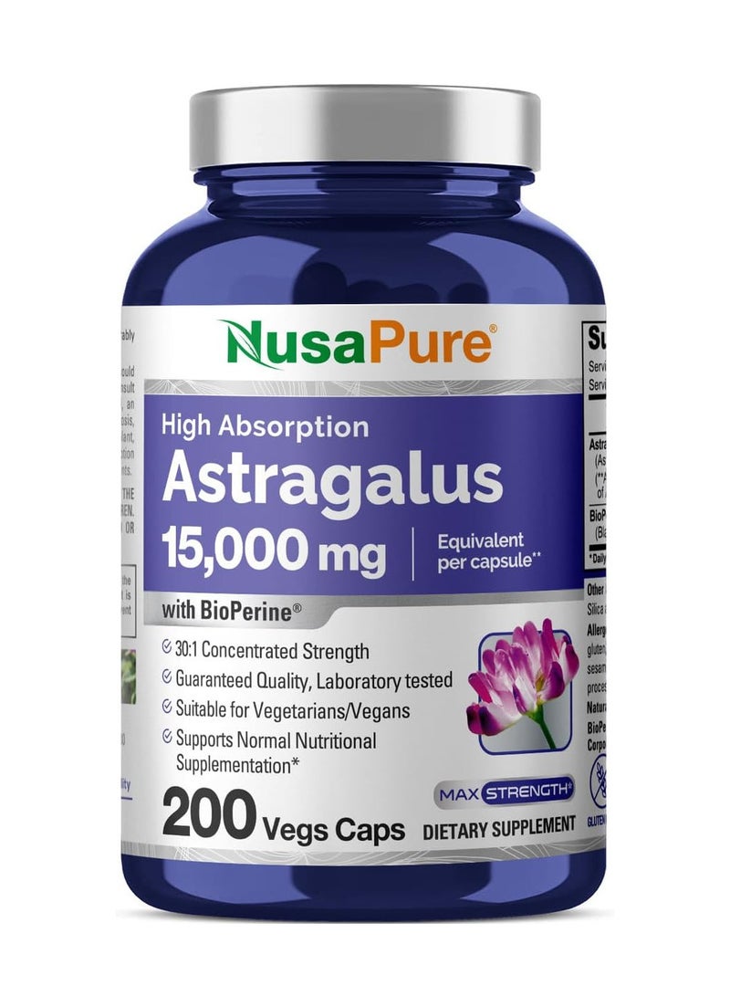 Nusa Pure NusaPure Astragalus 15,000mg per Caps 200 Veggie Capsules 200 capsules 