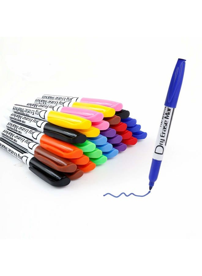 Volcanics Dry Erase Markers Low Odor Fine Whiteboard Markers Thin Box of 30, 10 Colors - Image 2