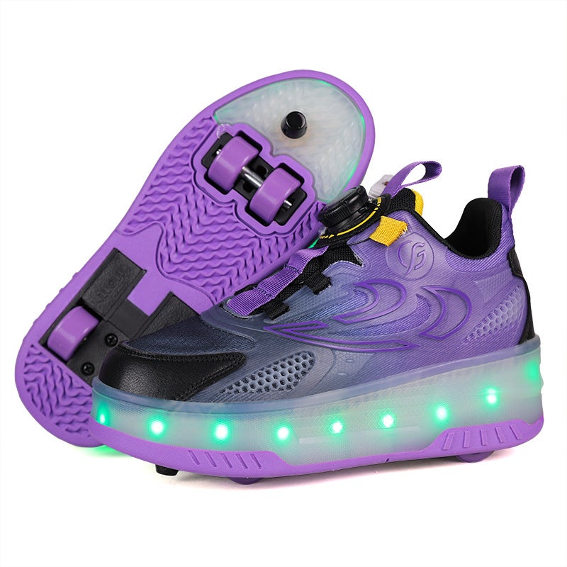 Four-Wheel Heelloo Shoes Automatic Contraction Children'S Roller Skating Two-Wheel Boys And Girls Skates - Image 5