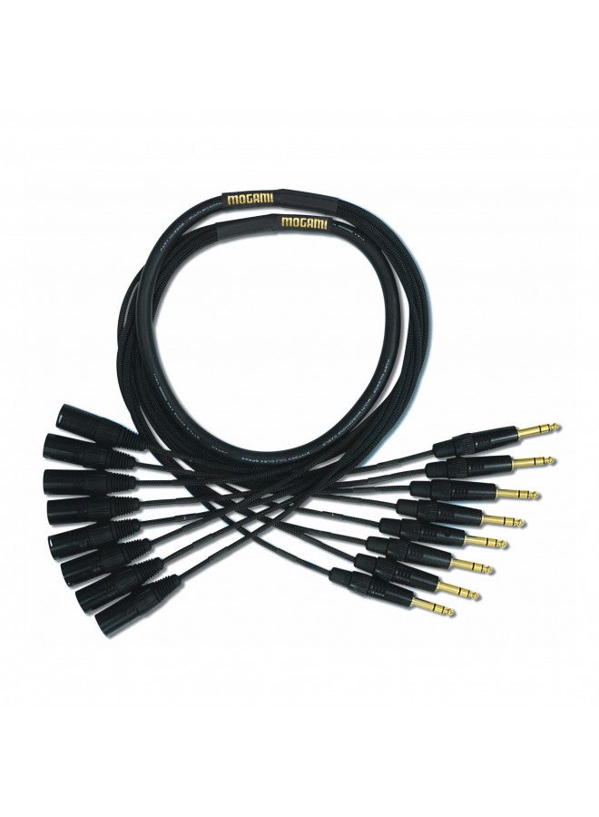 Mogami Gold 8 TRS-XLRM-05 Audio Adapter Snake Cable, 8 Channel Fan-Out, 1/4" TRS Male Plug to XLR-Male, Gold Contacts, Straight Connectors, 5 Foot