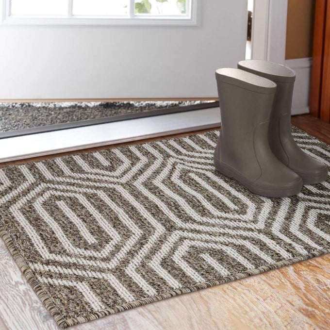 INDOOR DOORMAT 24X 36 ABSORBENT FRONT BACK DOOR MAT FLOOR MATS RUBBER BACKING NON SLIP DOOR MATS INSIDE MUD DIRT TRAPPER ENTRANCE DOOR RUG CARPET MACHINE WASHABLE LOW PROFILEBROWN TIME CLOISTER