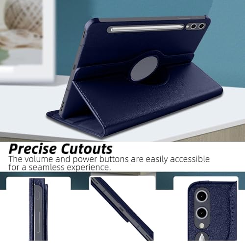 Casotec Flip Cover for Samsung Tab S9 Plus 12.4" | 360° Rotating Back Cover | Leather Finish | Pencil Holder | Multi-Angle Stand Cover for Samsung Tab S9 Plus 12.4 inch/Tab S9 FE Plus 12.4 inch - Blue - Image 3