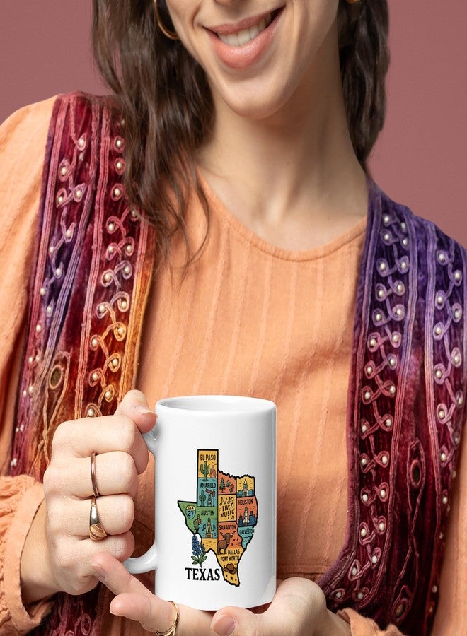 Panvola Texas State Mug Texas State Map Gift for Travellers Travel Souvenir Gift to Friends Texan US Hometown Novelty Drinkware Ceramic Mug 11 oz White - Image 5