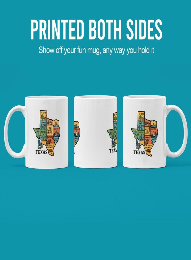 Panvola Texas State Mug Texas State Map Gift for Travellers Travel Souvenir Gift to Friends Texan US Hometown Novelty Drinkware Ceramic Mug 11 oz White - Image 3