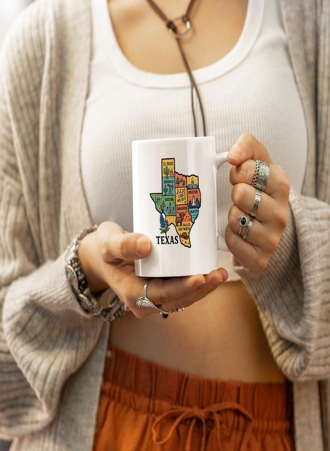 Panvola Texas State Mug Texas State Map Gift for Travellers Travel Souvenir Gift to Friends Texan US Hometown Novelty Drinkware Ceramic Mug 11 oz White - Image 4
