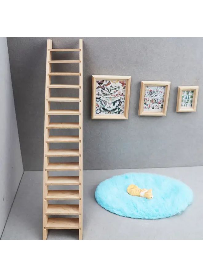 Natural Wood Mini Dollhouse Ladder 12 Piece Furniture Set for Rustic Tiny Home Decor - Image 4