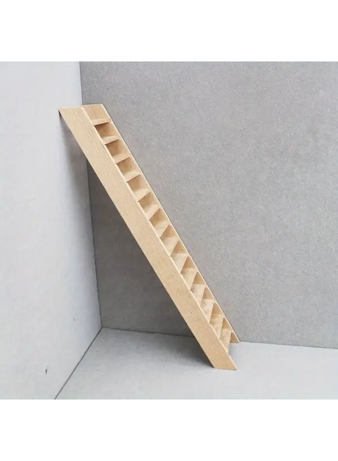 Natural Wood Mini Dollhouse Ladder 12 Piece Furniture Set for Rustic Tiny Home Decor - Image 5