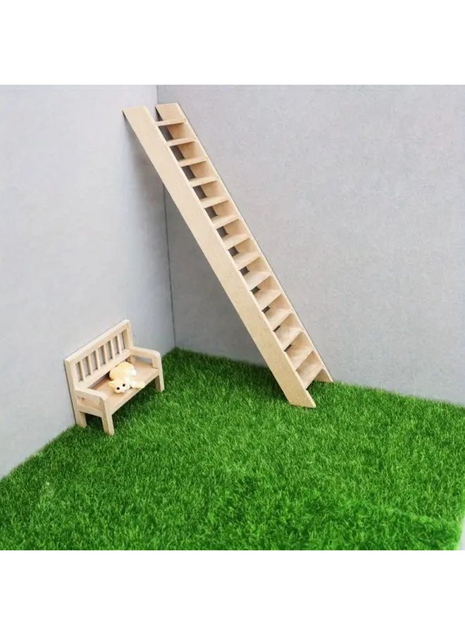 Natural Wood Mini Dollhouse Ladder 12 Piece Furniture Set for Rustic Tiny Home Decor - Image 3