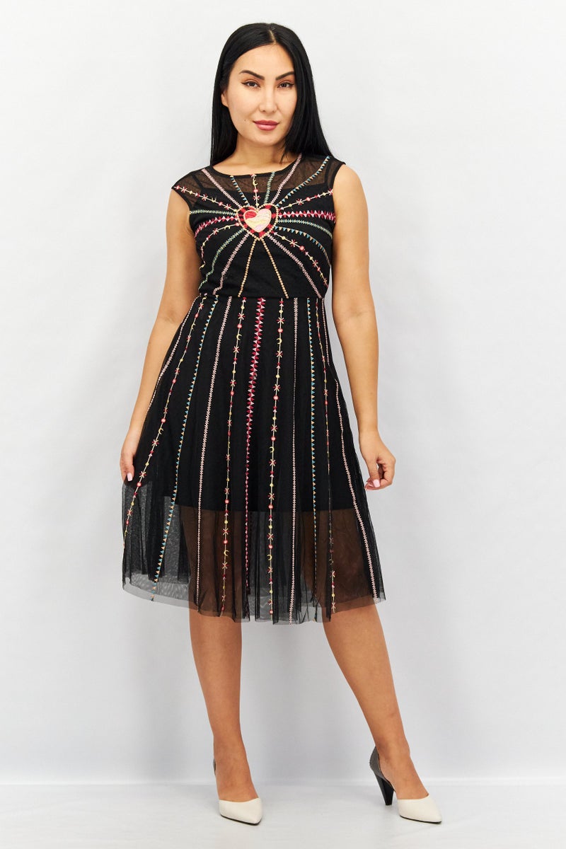 VERO MODA Women Textured Jersey Midi Dress, Black - Image 1