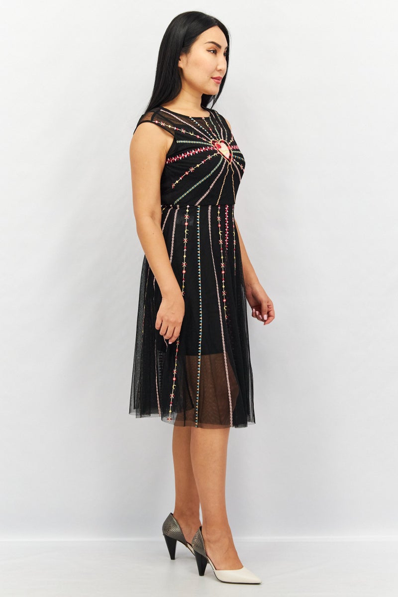 VERO MODA Women Textured Jersey Midi Dress, Black - Image 2