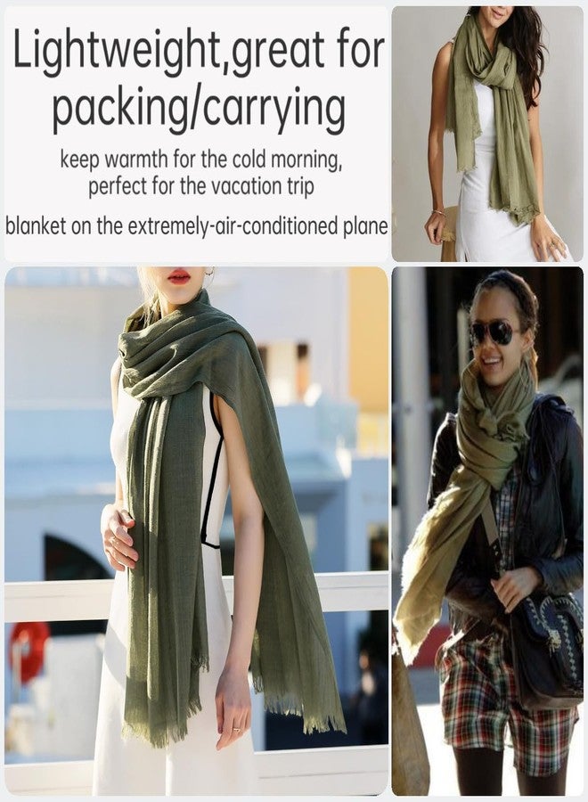 Harewom Lightweight Gauze Linen Feeling Shawl Wraps for Women Beach Summer Scarf for Evening Wedding Dresses Army Green - Image 4