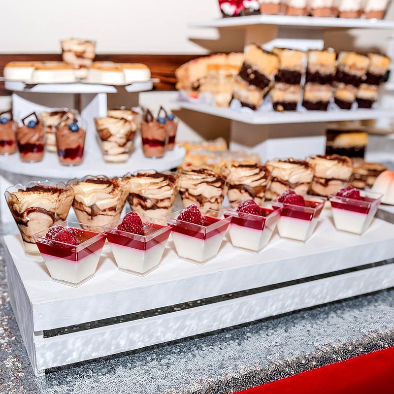 Colovis Mini Dessert Cups 100 CT 2oz Clear Plastic Parfait Appetizer Cups with Spoons Mini Square Dessert Bowls for Serving Tasting 100 - Image 3