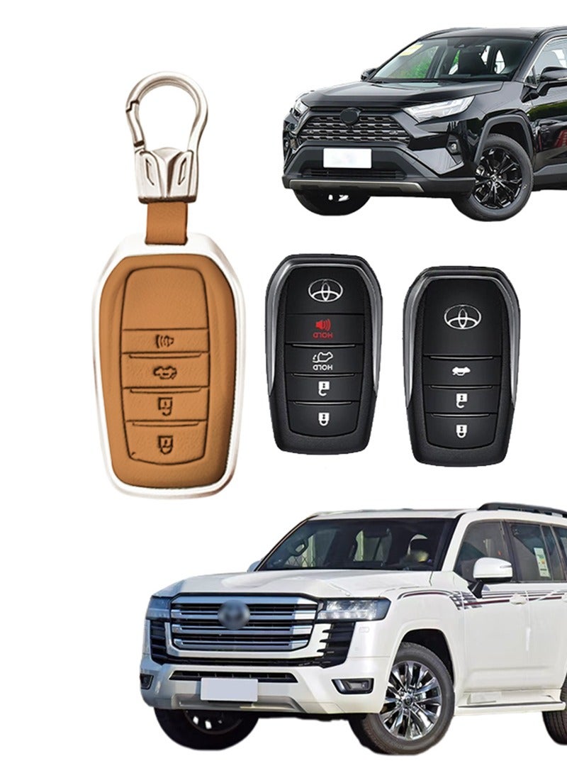 Key case, suitable for Toyota 4-key keys, the first layer of cowhide material, anti-fall, wear-resistant, all-inclusive design, multi-layer protection is safer, and the restored key feels goodcar. - Image 1