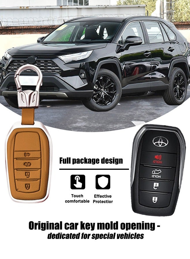 Key case, suitable for Toyota 4-key keys, the first layer of cowhide material, anti-fall, wear-resistant, all-inclusive design, multi-layer protection is safer, and the restored key feels goodcar. - Image 4