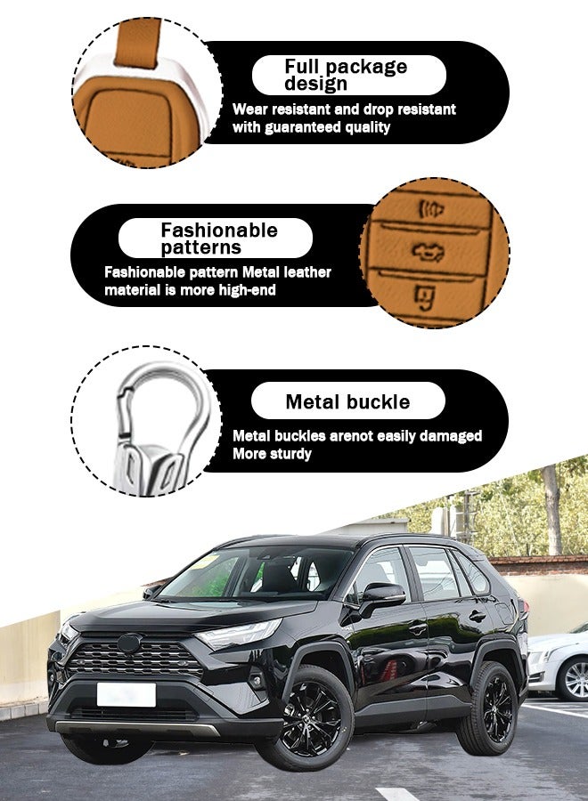 Key case, suitable for Toyota 4-key keys, the first layer of cowhide material, anti-fall, wear-resistant, all-inclusive design, multi-layer protection is safer, and the restored key feels goodcar. - Image 2