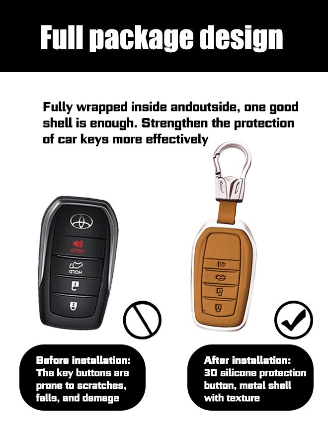 Key case, suitable for Toyota 4-key keys, the first layer of cowhide material, anti-fall, wear-resistant, all-inclusive design, multi-layer protection is safer, and the restored key feels goodcar. - Image 5