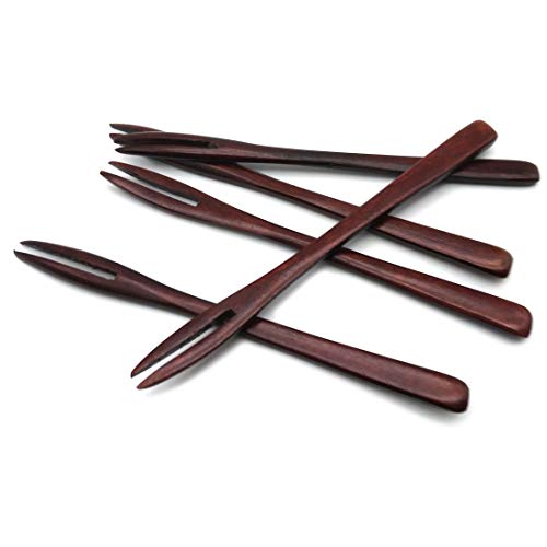 SUPIA 5 Pack Wooden Forks for eating Desserts, Chips, Snacks, Cereal, Salad, Fruit, Eco-friendly Japanese Wood Salad Dinner Fork Tableware Dinnerware for Kids Adult - Image 1