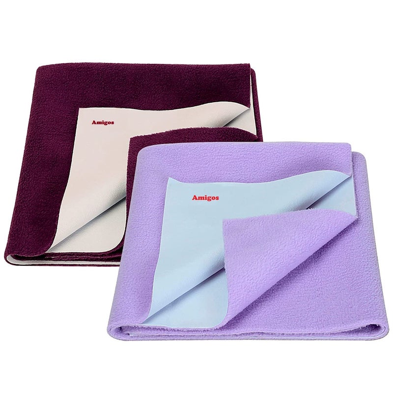 Amigos 2 Pieces Waterproof Baby Bed Protector Dry Sheets for New Born Babies Reusable Mats Cot Bassinet Small70x50cm Sky Blue Purple - Image 1