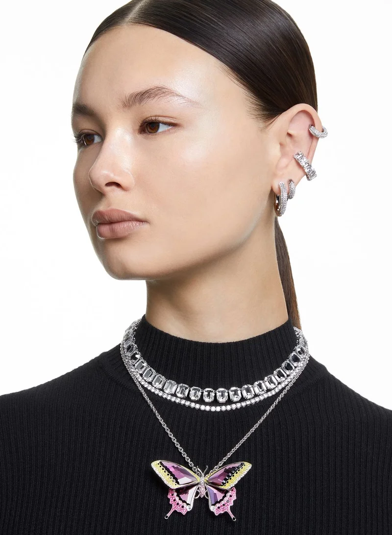 SWAROVSKI Dextera Rhinestone Rhodium Plated Hoop Earrings