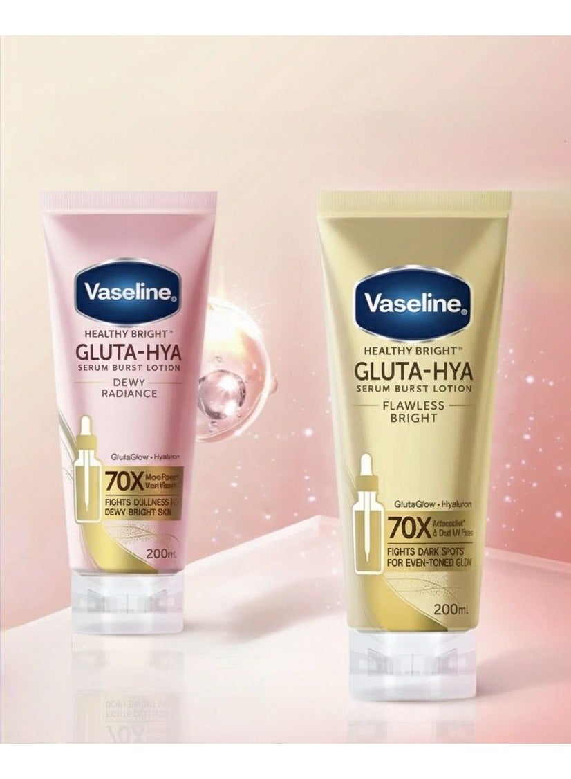 Vaseline Gluta Hya Serum Burst Lotion Flawless Bright And Dewy Radiance Pack Of 2