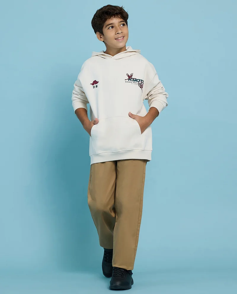 أر أند بي Printed Hoodie with Long Sleeves