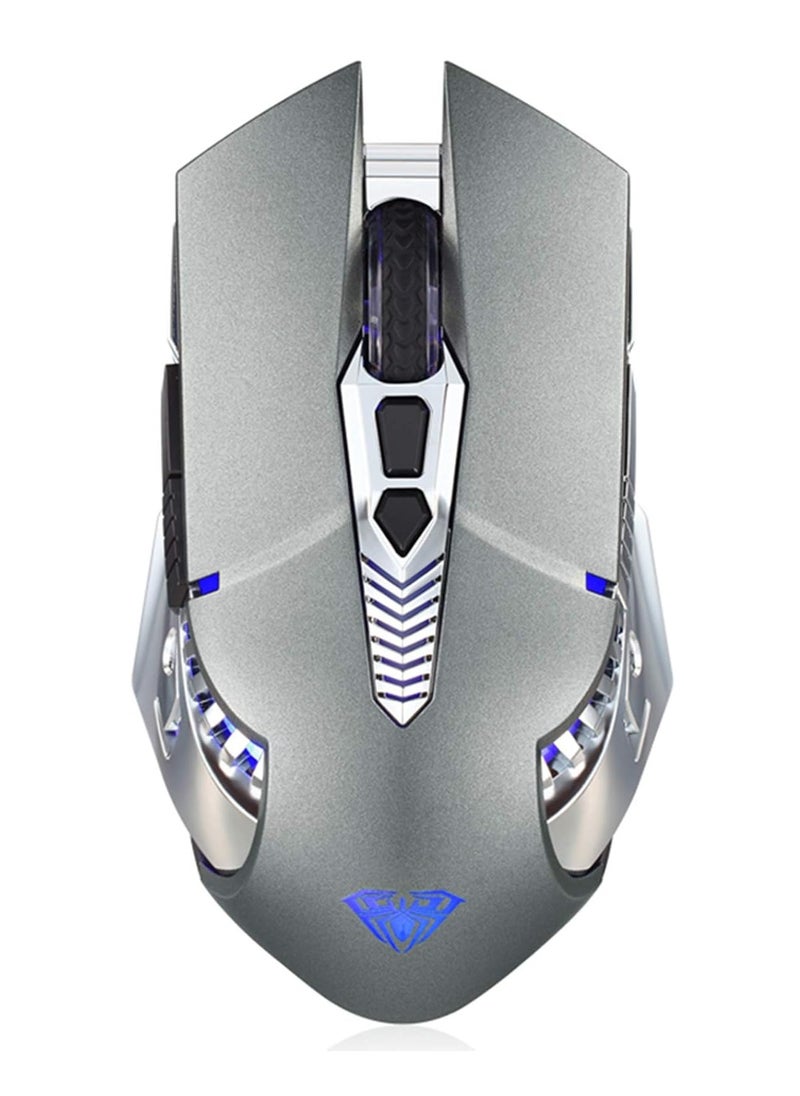 AULA - Ola SC200 Wireless Bluetooth Gaming Mouse Built-in 800mAh Battery Side Buttons LED Backlight 2.4G Optical Rechargeable for Laptop, MacBook, Notebook, Tablet, Mobile (Grey) - Image 1