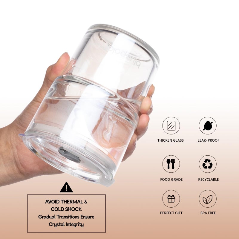 BLUEPOLAR 13oz/400ml Glass Water Tumbler with Straw and Lid Sealed Carry On Thick Wall Iced Coffee Cup Glass Cup for Water, Iced Tea Fruit Juice Etc(Aurora White - Image 5