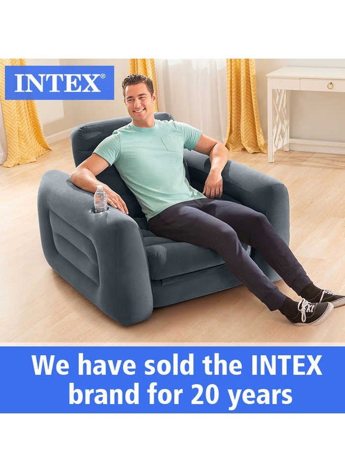 INTEX 66551 two-in-one valve sofa single PVC flocking multifunctional inflatable sofa folding chair dual-purpose lunch break - Image 2
