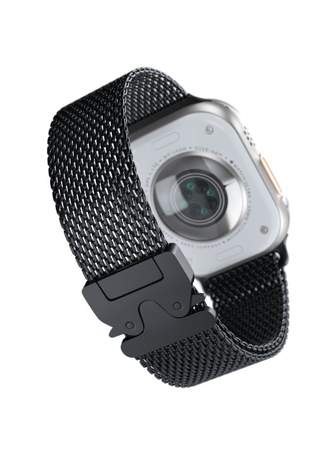 GREEN LION - Milanese Loop Strap For iWatch / Premium Material / 42/44/45/46/49 Universal Compatibility / Stainless Steel Smart Watch Band - Black - Image 1