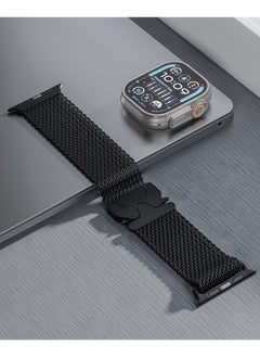 GREEN LION Milanese Loop Strap For iWatch / Premium Material / 42/44/45/46/49 Universal Compatibility / Stainless Steel Smart Watch Band - Black  - Image 3