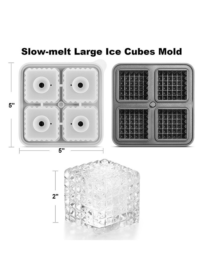 Peachjoy 3D Square Ice Cube Tray, Large Square Silicone Fun Shapes Ice Mold with Funnel for iced coffee, iced tea, wine, fruit juice and gifts for Men - Image 3