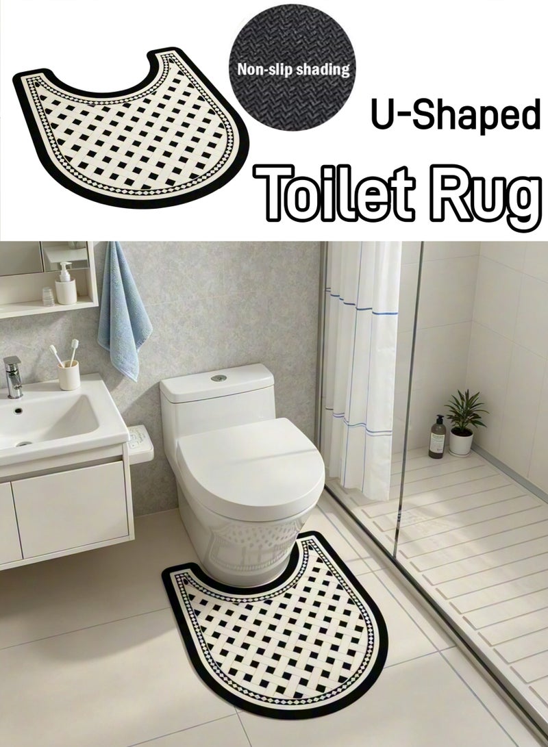 Aimayapet Bathroom Rugs, Non-Slip Bath Mat, Bathroom Carpet & Floor Mat, Highly Absorbent Toilet Floor Rug Quick-Dry, Machine Washable Diatom Mud Bath Mat for Shower, Tub, Toilet & Bathroom Floors (U-shaped) - Image 1