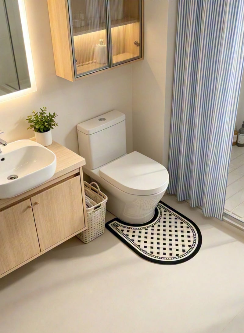 Aimayapet Bathroom Rugs, Non-Slip Bath Mat, Bathroom Carpet & Floor Mat, Highly Absorbent Toilet Floor Rug Quick-Dry, Machine Washable Diatom Mud Bath Mat for Shower, Tub, Toilet & Bathroom Floors (U-shaped) - Image 3