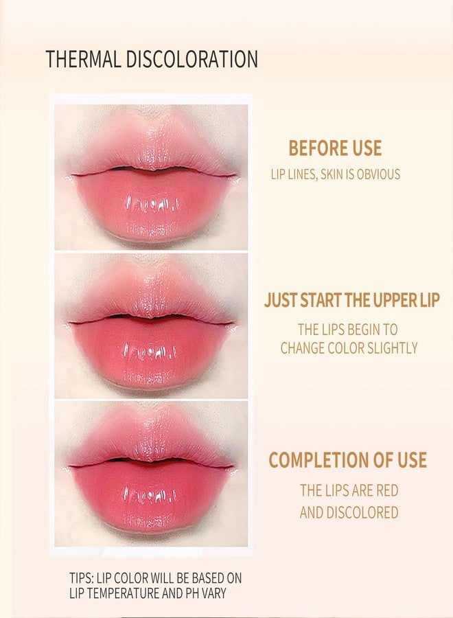 BLUE LOVE Color Changing Lipstick with Gold Foil - Crystal Jelly Formula, Long-Lasting Moisturizing Lip Balm, Clear Color Jelly Lip Gloss (Peach Pink) - Image 3