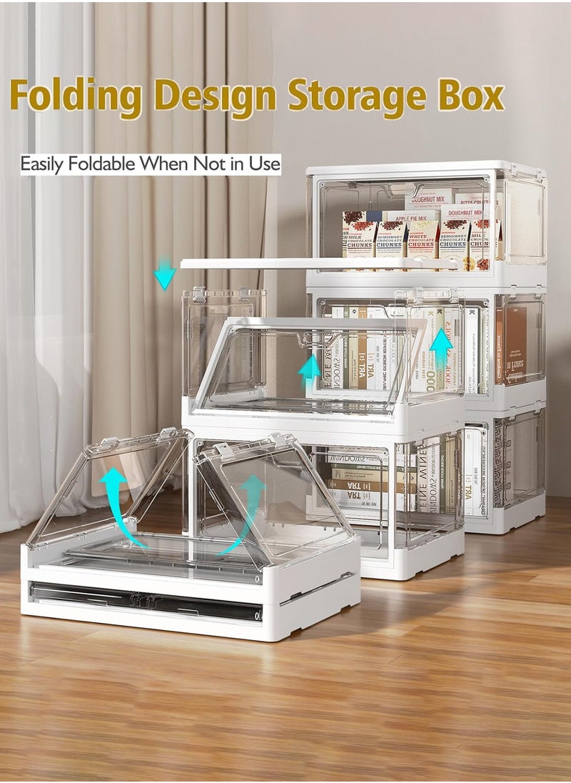 LENND Clear Storage Bin with Lid 3 Pack Stackable & SturdyPlastic Multifunctional Folding Storage Bins for Bedroom, Living Room, Study, Toy Room, Folding Box with Magnetic door  - Image 4
