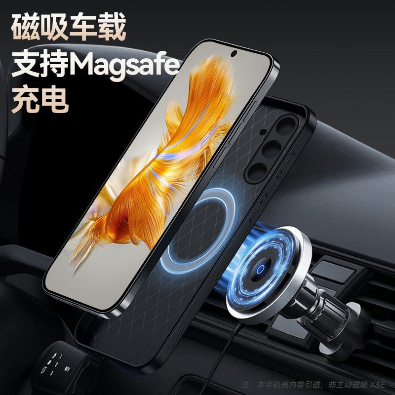MagSafe Samsung Galaxy S21 Ultra Leather Case Protective for Full Coverage in Autumn Yellow for Tabletop Use - Image 5
