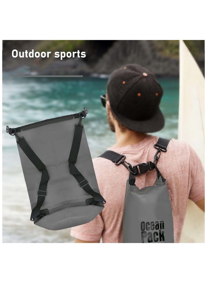 Huitich 20L Grey Double-Strap Waterproof Outdoor Sport PVC Bag - Image 4
