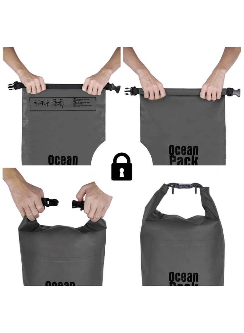 Huitich 20L Grey Double-Strap Waterproof Outdoor Sport PVC Bag - Image 3